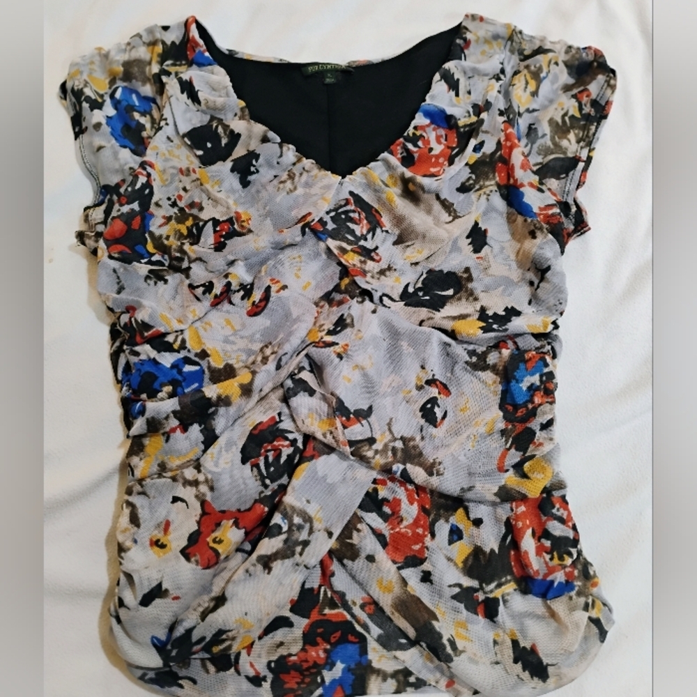For Cynthia Artistic Print Blouse - Blue, Red, Yellow